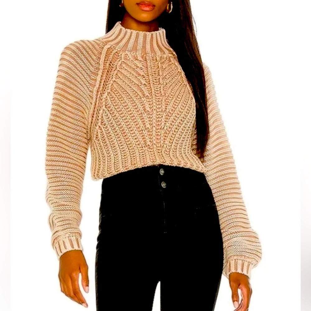 Free People Mock Neck Sweater in Sandcastle